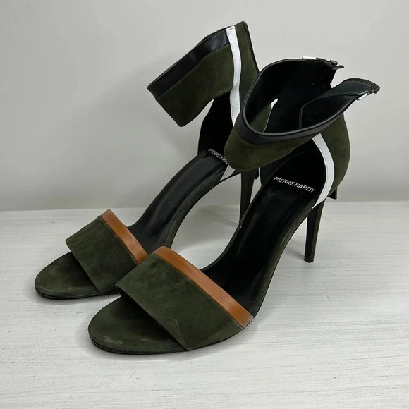 Pierre Hardy Womens Colorblock Suede Ankle-Cuff Sandal | size 38 - Picture 2 of 6